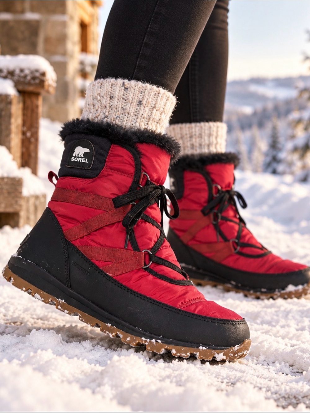 🌟NEW🌟 Sorel Whitney Red Waterproof Insulated Lace Up Winter Boots - Size 12